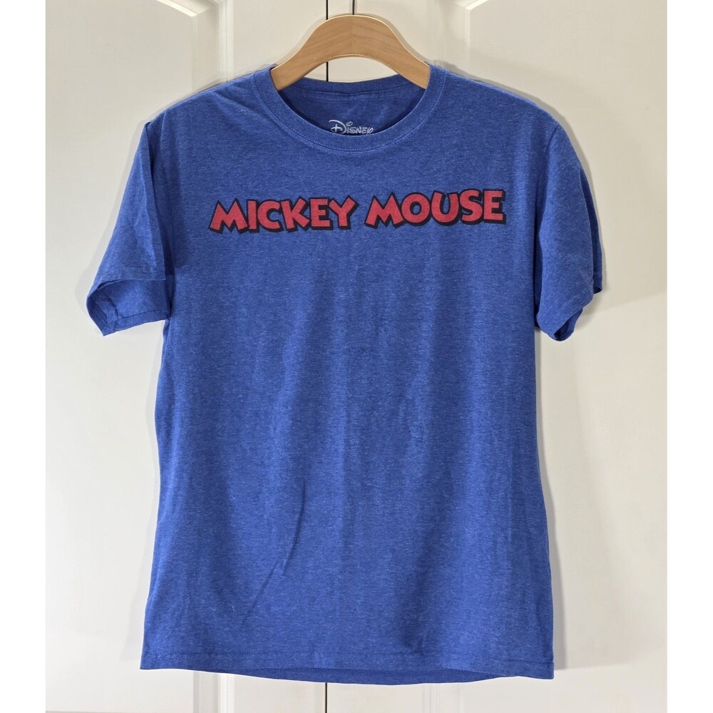 Disney Mickey Mouse True Original Graphic Tee Junior S Blue Double Sided Retro